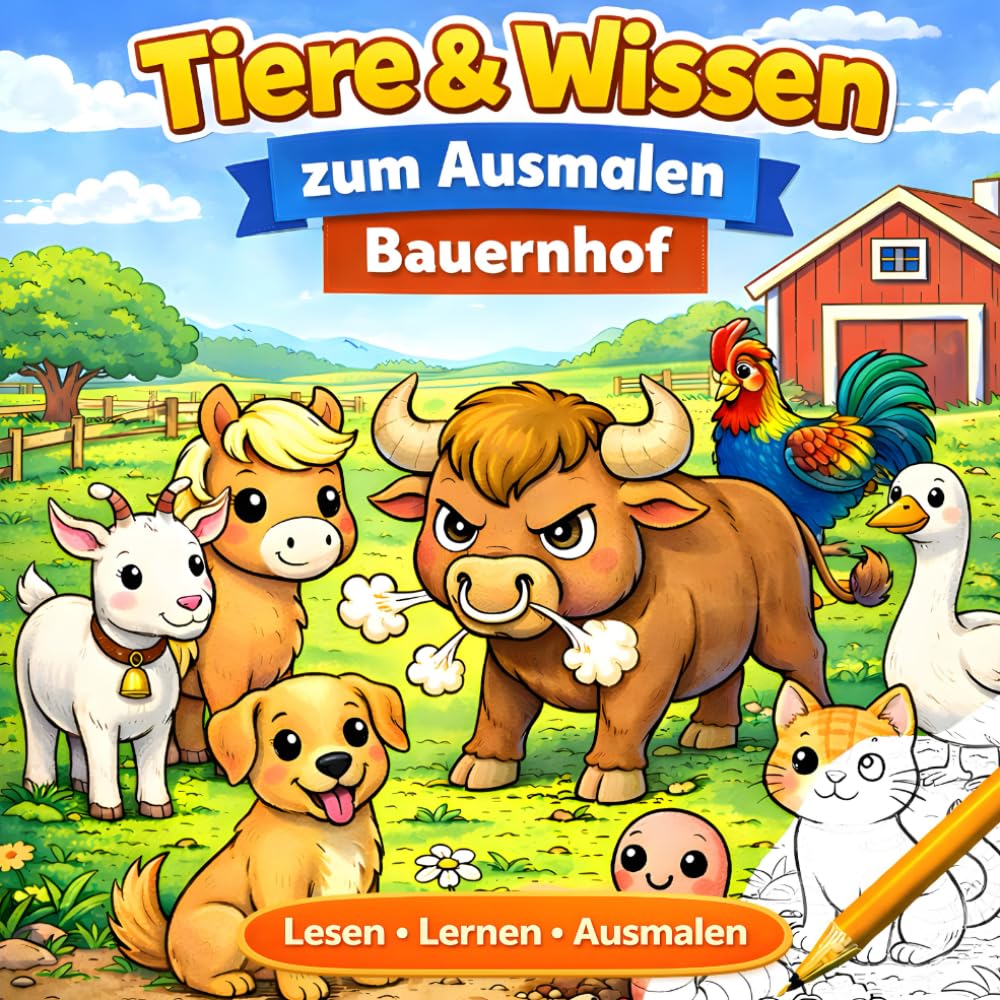 Tiere & Wissen zum Ausmalen - Bauernhof: Ein liebevoll gestaltetes Malbuch, das Wissen vermittelt.
