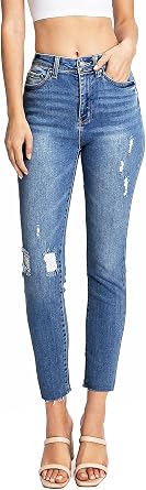 Wax Jeans Womens Juniors High Rise Slim-Straight Ankle Jeans