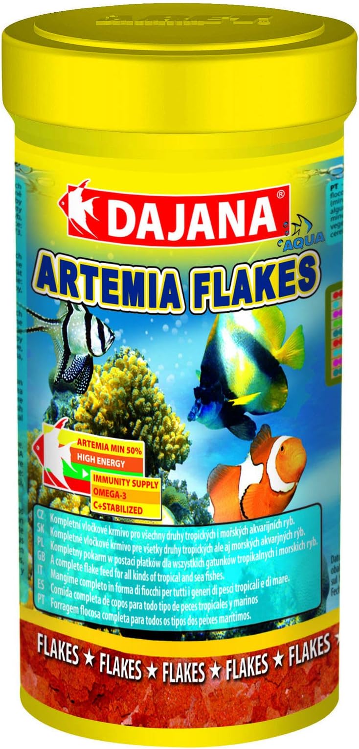 Dajana Artemia Flakes - Complete flake food for all types of freshwater or marine aquarium fish (100 ml)
