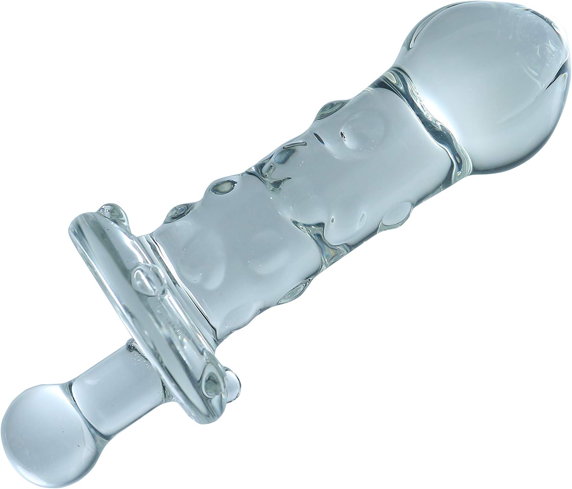 TOPWEL 5.7inch 14.5cm Glass Pleasure Plug with Crank Clear Melon