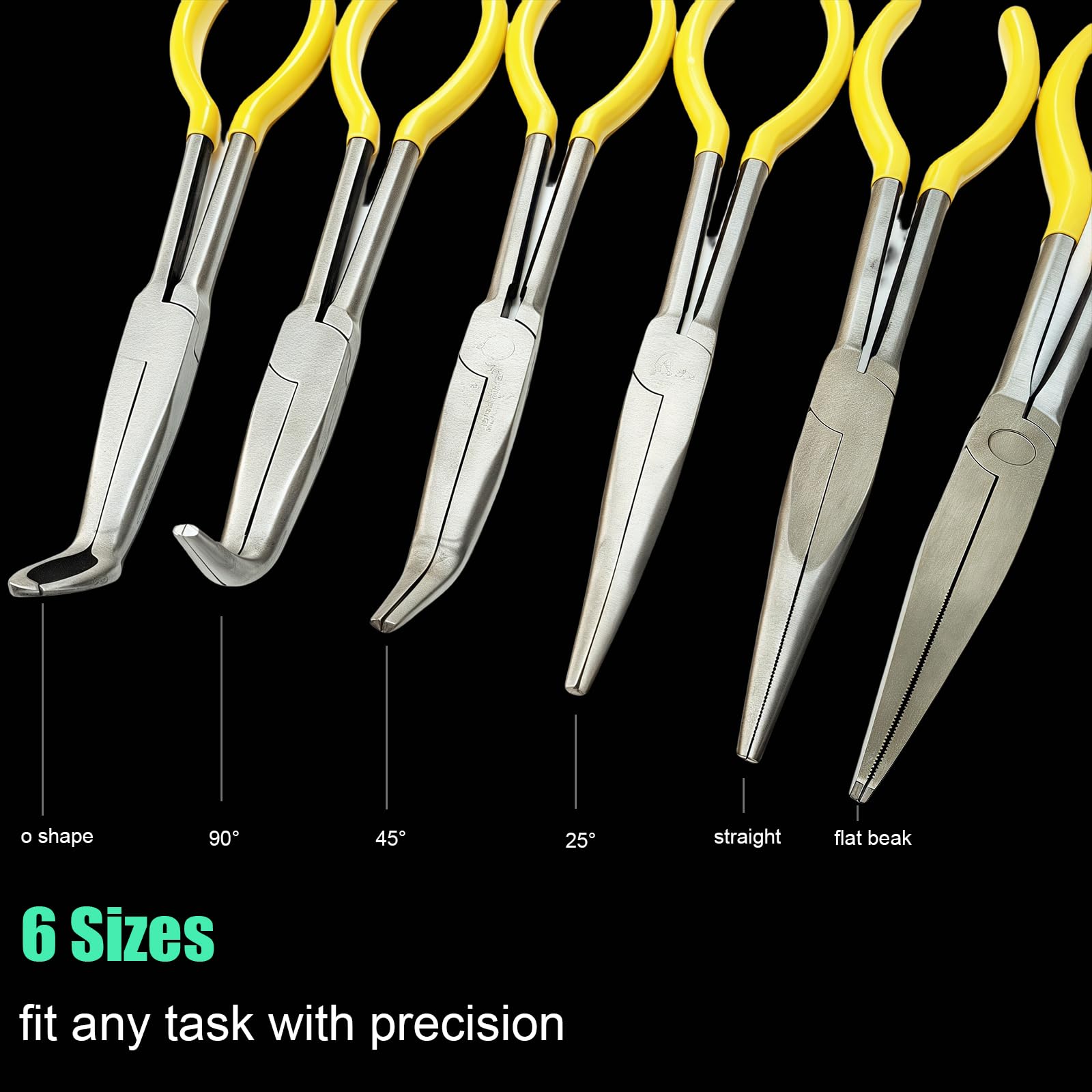 Pinze a becco lungo, 28,9 cm, per spazi stretti, 6 pezzi