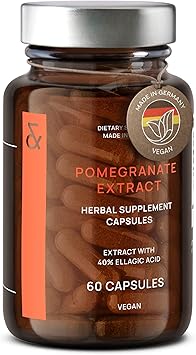 CLAV Pomegranate Extract - 1000mg Daily Dose - 40% Ellagic Acid - Vegan Pomegranate Supplement - Heart & Joint Support - 60 Capsules - Made in Germany