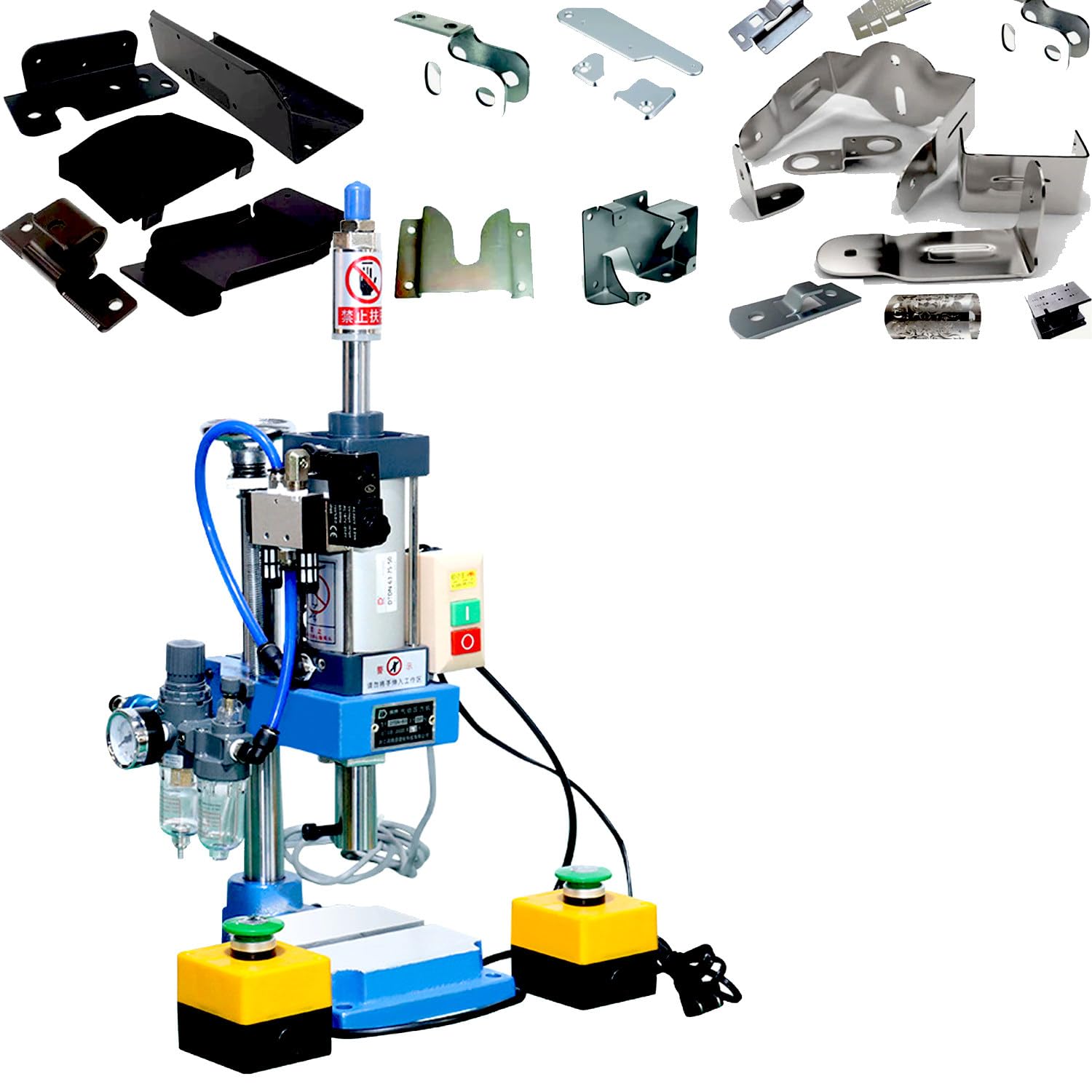 CelyToe Industrial Pneumatic Punching Machine Pneumatic Press Machine Small Pneumatic Stamping Press with 4 Configurations for Safety Industrial Use Riveting Punching & Precision Assembly Tasks B