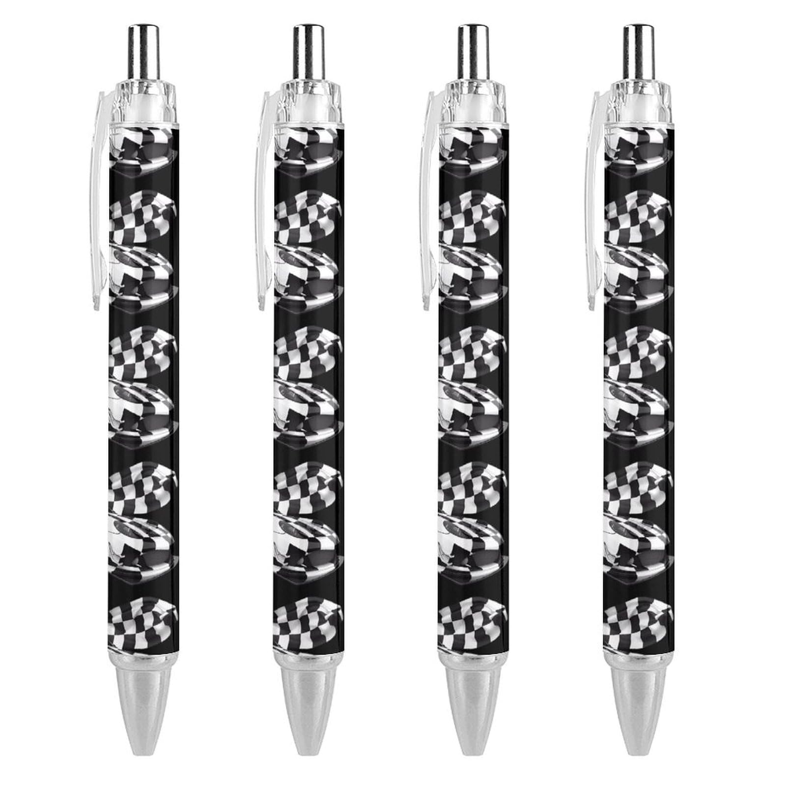 Bolígrafos retráctiles de 0,5 mm con diseño a cuadros negros y blancos para papelería y oficina 8
