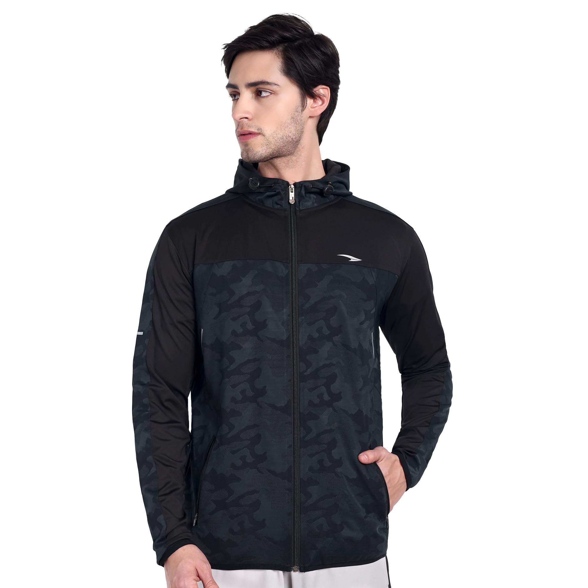 Buy ASIAN AMJ-25 Black Men's Athletic Zip-Up Jacket | Slim Fit