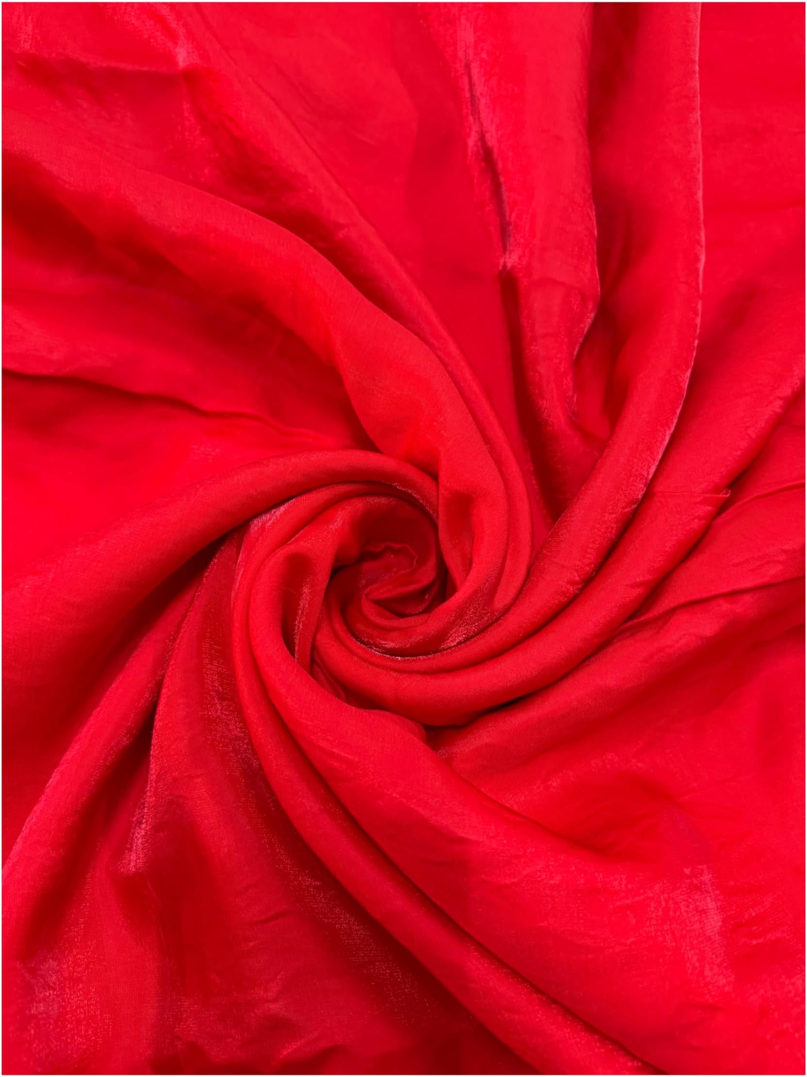Silk satin blend dress material (sindoor) | Length:- 2/4/6 Meter & Width:- 44 Inch | No inner lining/astar needed | Unstitched fabric material | Make saree/lehenga/kurti