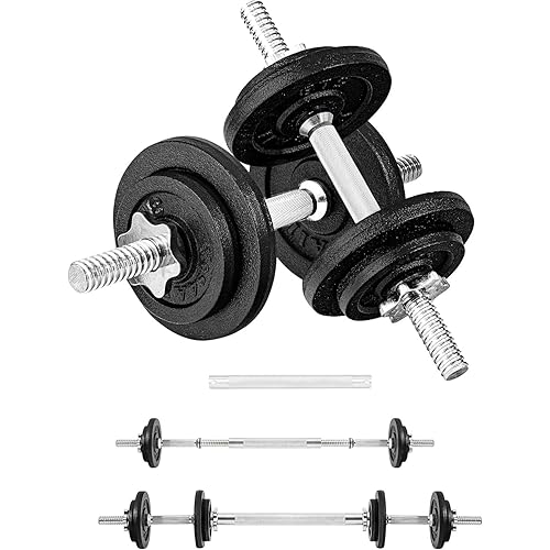 Yes4All Old School Adjustable Dumbbell Set with Weight Plates, Star Lock Collars/Connector, 40lbs to 200lbs Adjustable Weight Plates Set