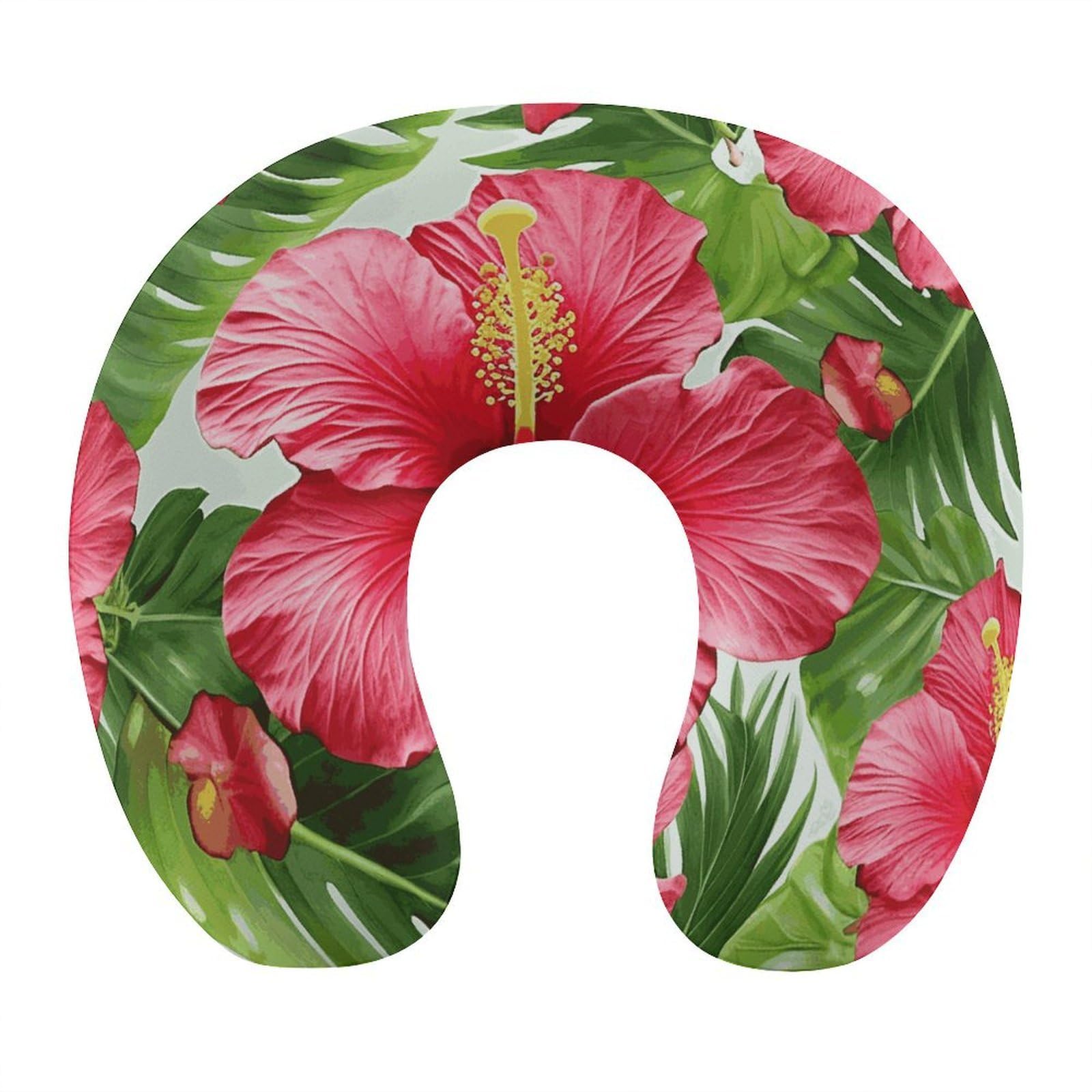 Btcowzrv Style Hibiscus Flower U Shaped Neck Pillow Travel Pillows
