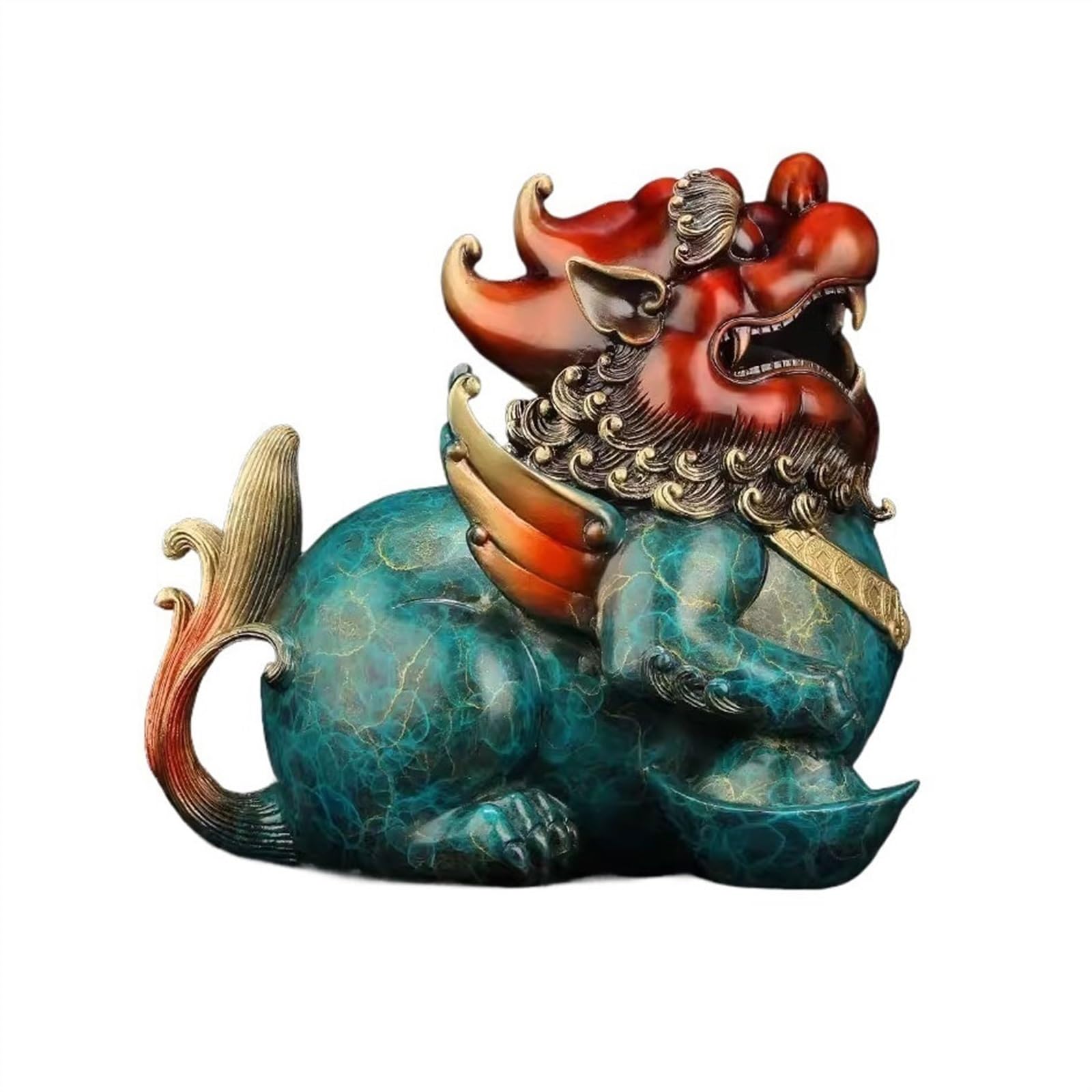 YNIYUJKL Feng Shui Buddha Statue Exquisite Colorful Copper Fortune Attracting Feng Shui Ornaments Home Living Room Office Decorations Pixiu Ornaments Desktop Decoration Ornaments,Left