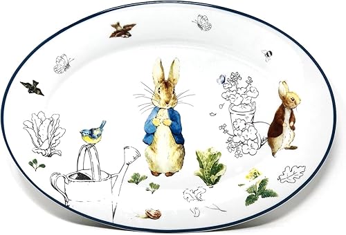 Easter Peter & Benjamin Rabbit - Plato de porcelana pesada (9.5 x 13.75 pulgadas)