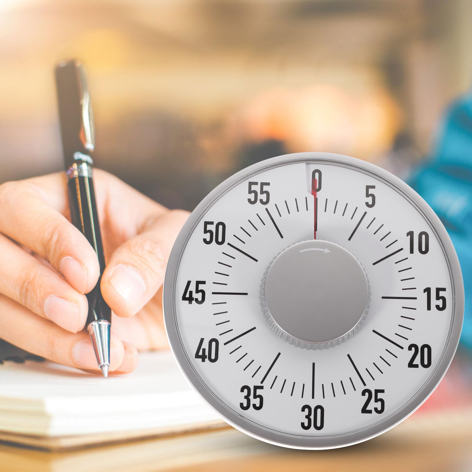 Mechanische Zeitschaltuhr aus Abs Kunststoff mit Erinnerungsfunktion und 60 Minuten Countdown für Lernen und Übung in Weiß