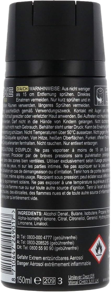 Axe Gold Oud Wood Dark Vanilla Deodorant Body Spray 150 Ml Pack Of 6 Amazon De Beauty