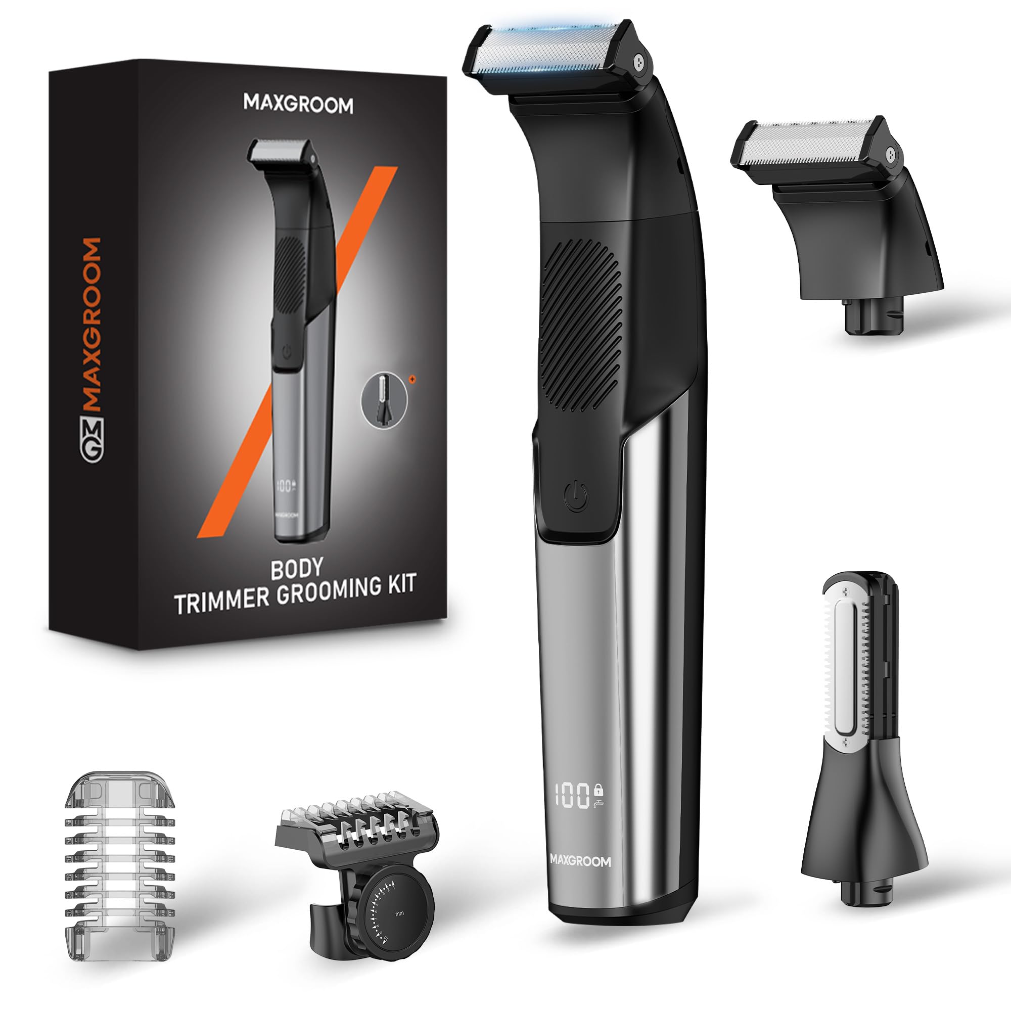 Manscape Body Hair Trimmer for Men, Safe Nick-Free Groin & Pubic Groomer Black