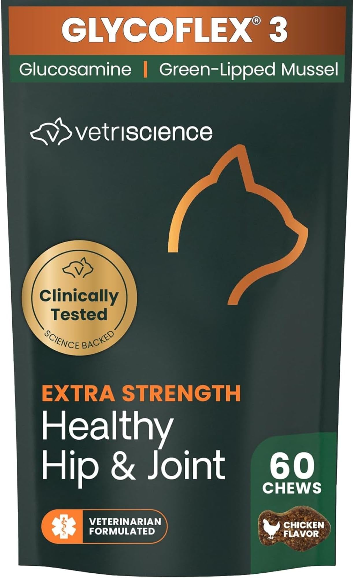 VetriScience Laboratories - GlycoFlex 3, Hip and Joint Supplement for Cats, 60 Bite Sized Chews