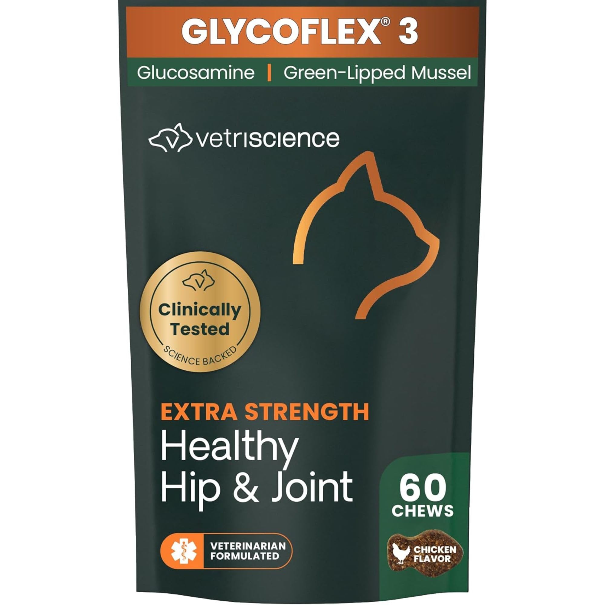 Vetri-Science Laboratories Glyco Flex 3 Hanche et Articulation Complément Alimentaire pour Chats, Bite de Taille à mastiquer