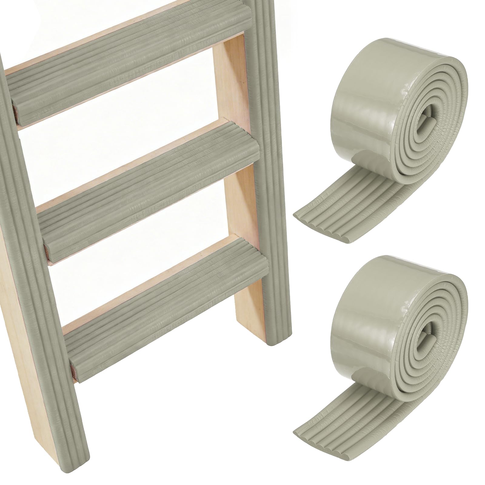 PATIKIL Bunk Bed Ladder Pad, (6.5ft, Gray)(2 Pcs), Self-Adhesive Bunk Bed Step Foam Padding Soft Extra-Wide Edge Protector Traction Treads, Suit for - Stair Steps/Bedroom/Kitchen