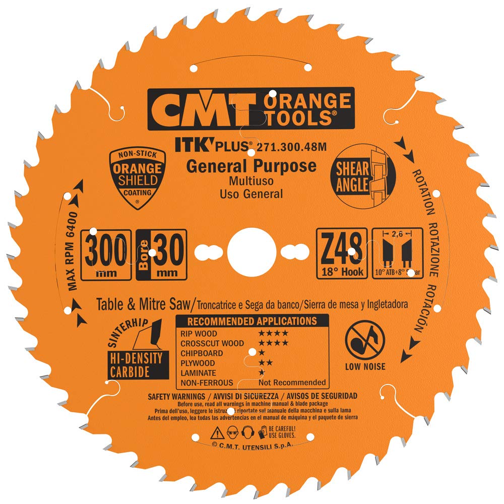 Cmt Orange Tools Orange Cmt 271.300.48M Itk Plus Rip And Crosscut Saw Blade Hw 300X2.6x30 Z=48 Atb+Shear