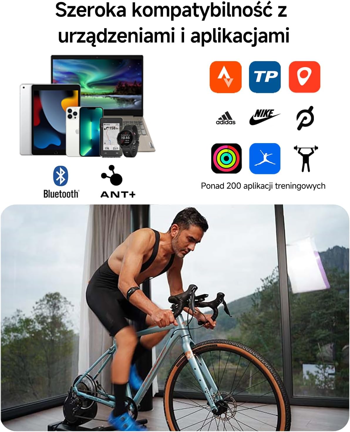 iGPSPORT Opaska do pomiaru tętna Bluetooth 5.0 ANT HR70 czujnik tętna do uprawiania sportu żywotność baterii 65 h bransoletka fitness do uprawiania sportu biegania jazdy na rowerze