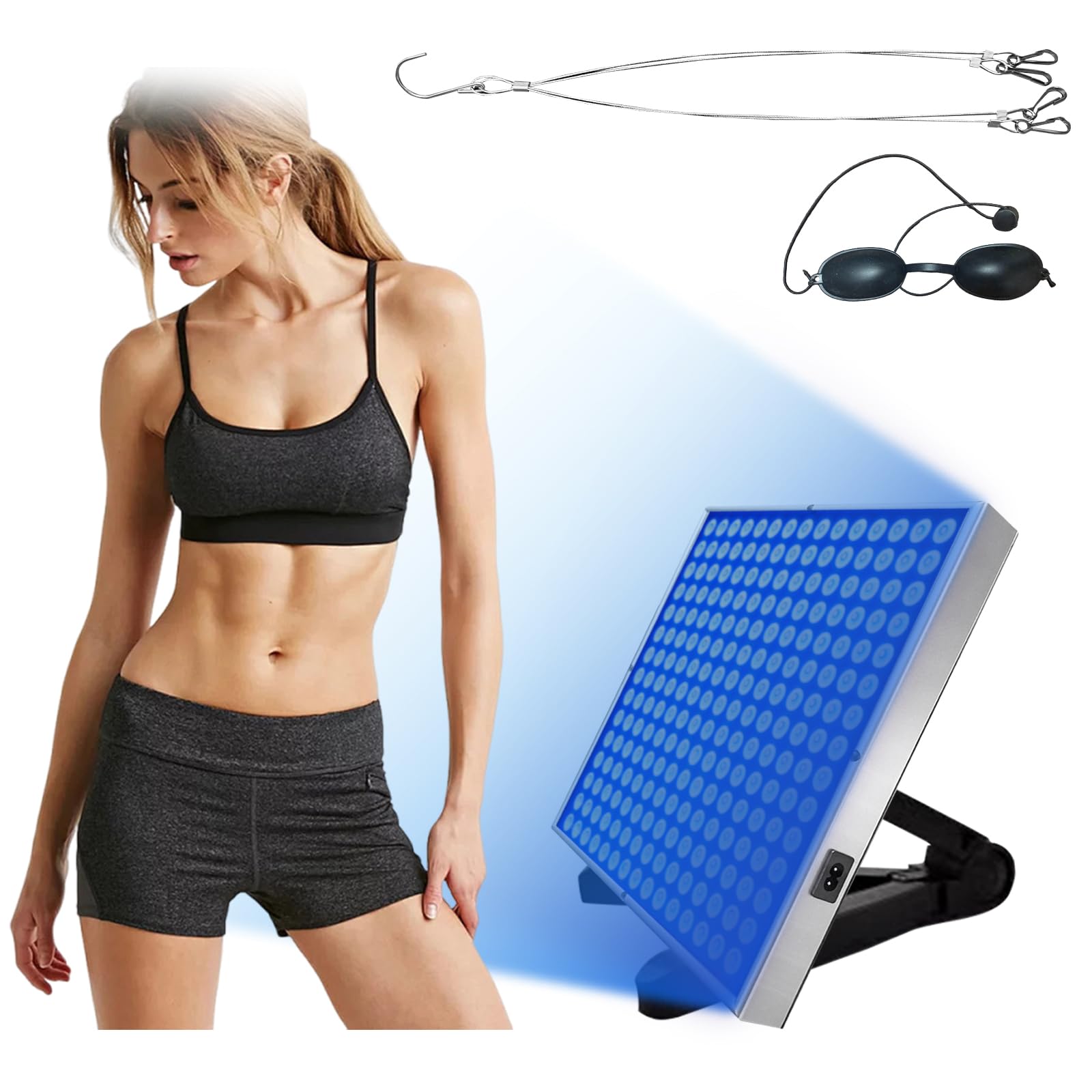 Lampe de bronzage solarium portable pour bronzage du visage à la maison lumière du jour pour le visage et le corps avec support réglable et crochets de suspension