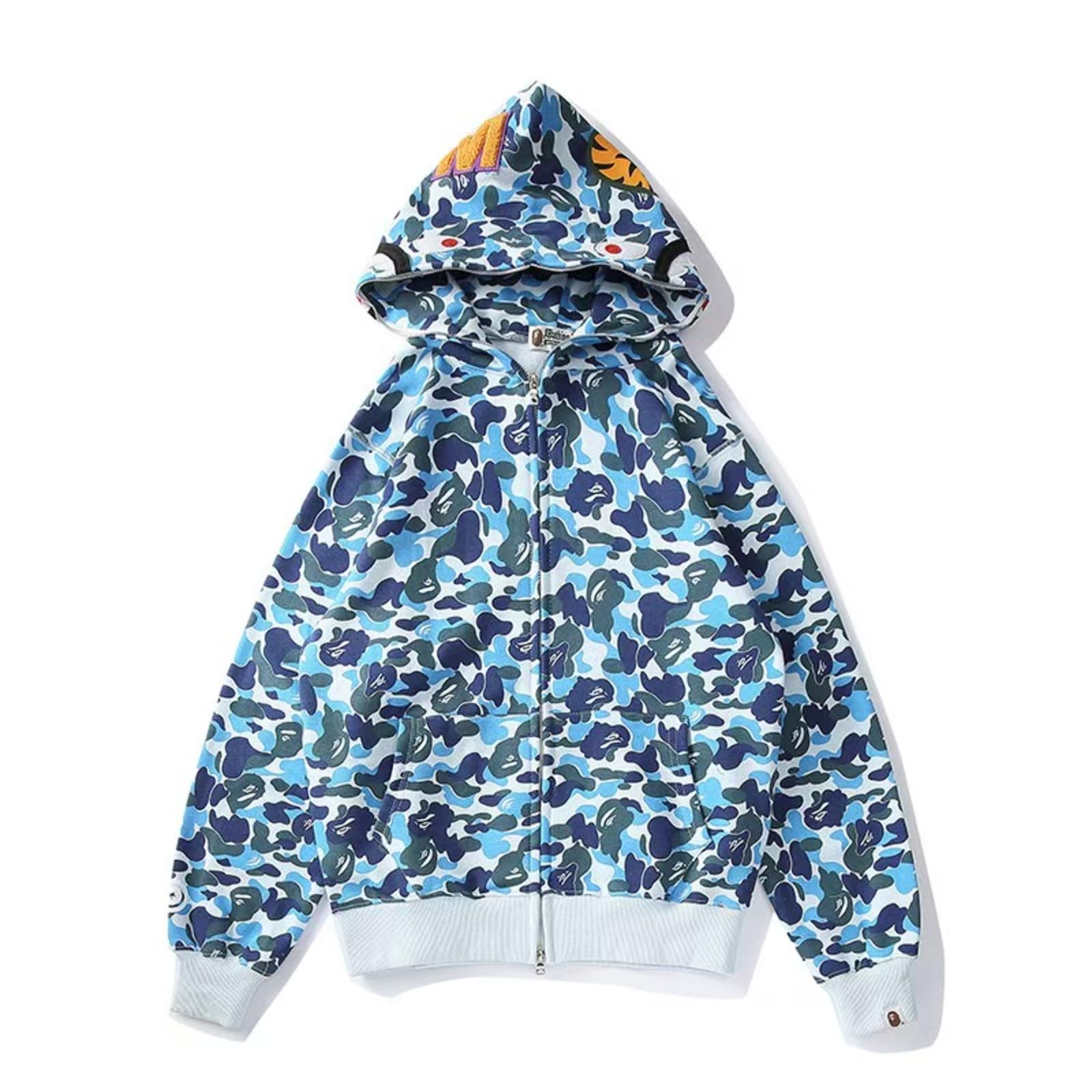 zaatoouu Youth Fashion Camo Hoodie Cotton Zipper Hooded for Men Women