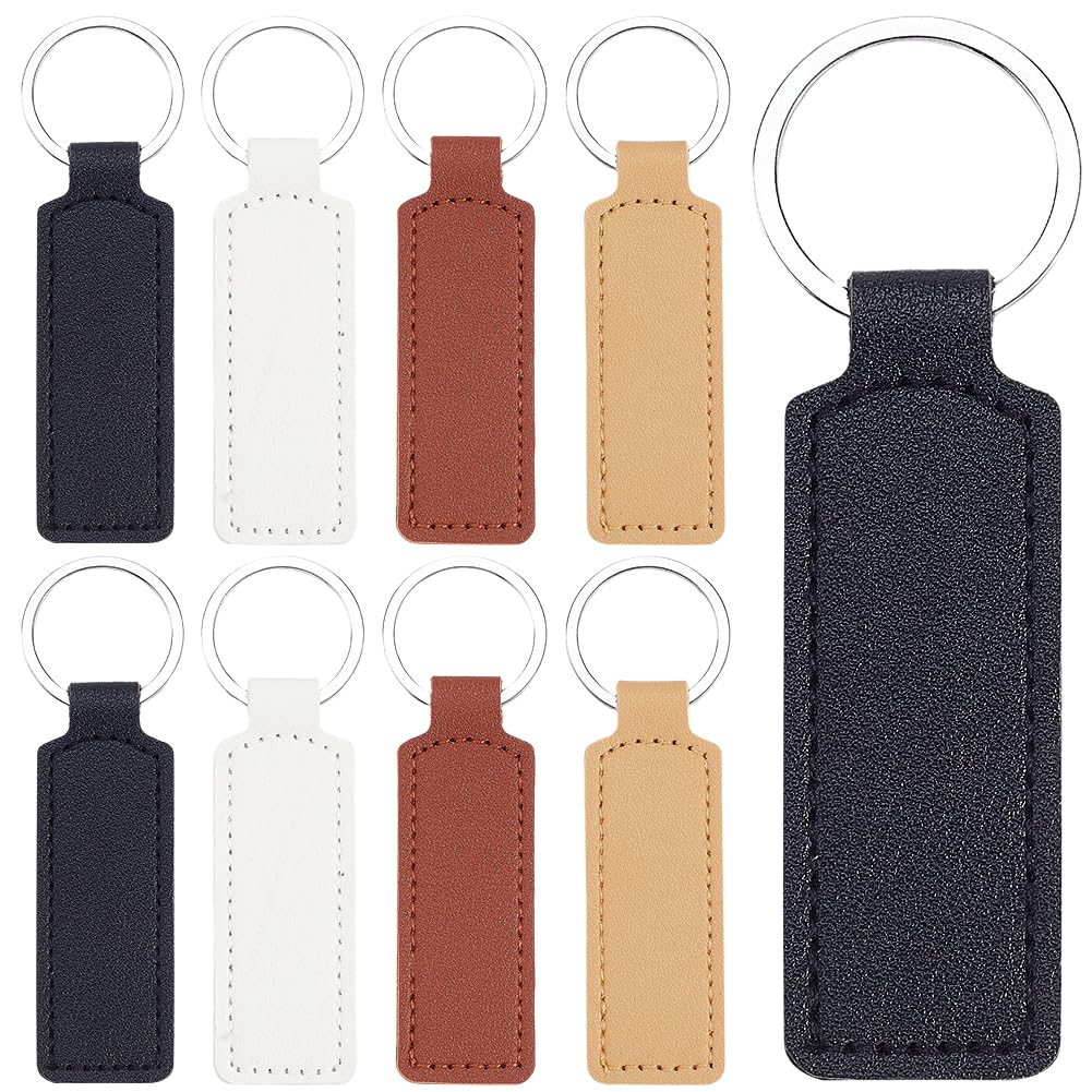 Porte-clés vierges en cuir synthétique gravure laser SUNNYCLUE rectangulaires x24