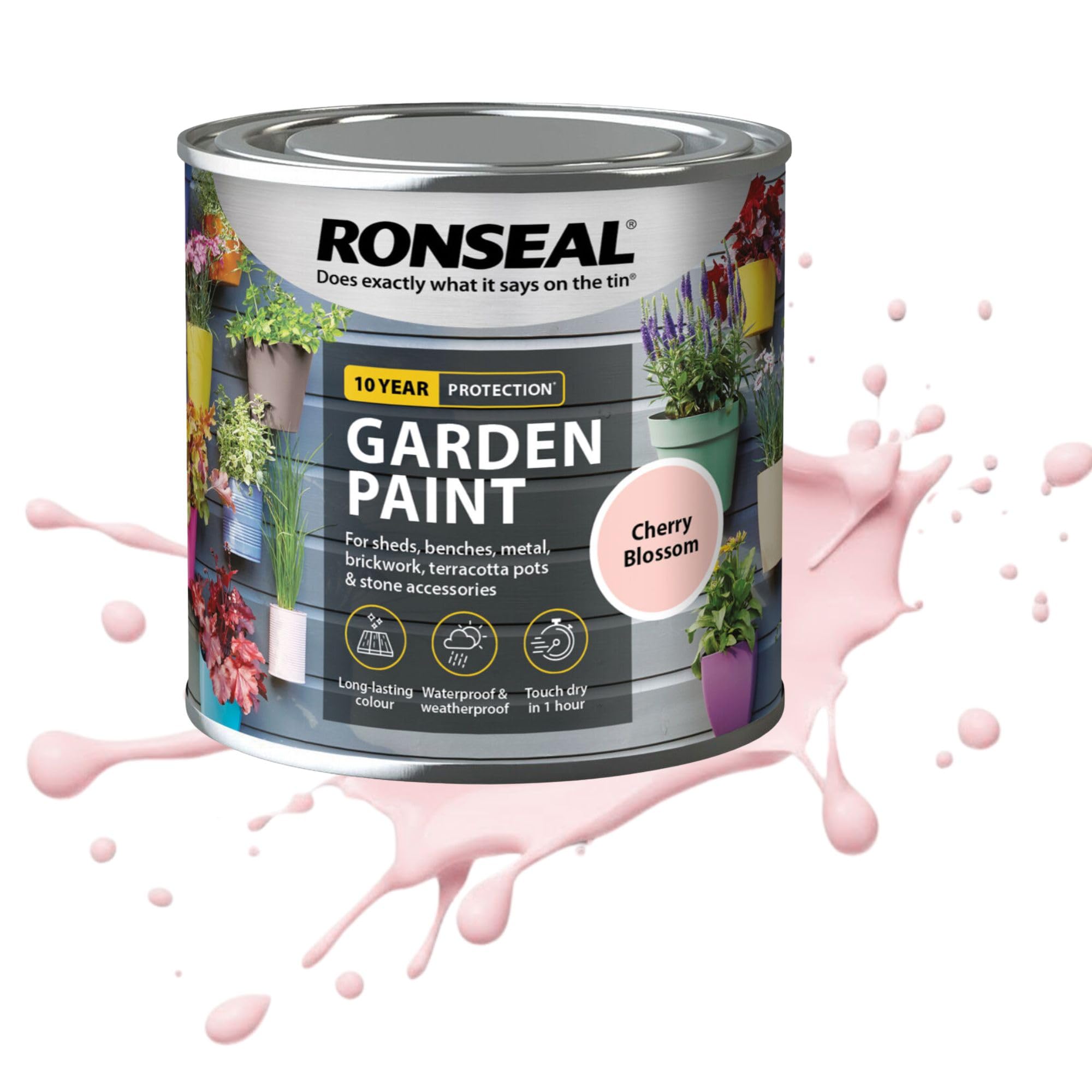 AOC24 750ML Garden Paint Cherry Blossom, Water Based Outdoor Paints, Long Lasting Weather Resistant, Fast Drying Color for Wood, Bricks, Pots, Anti Crack Peeling DIY Paint (Cherry Blossom, 750 M L)