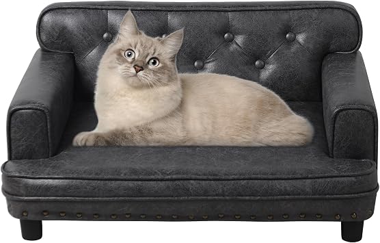 Dog Bed,Cat Bed,Dog Couch,Cat Couch,Puppy Bed,Pet Sofa,Pet Couch,Pet Bed for Cats, Wooden Frame and Suede Fabric,for Small Breeds Using Grey