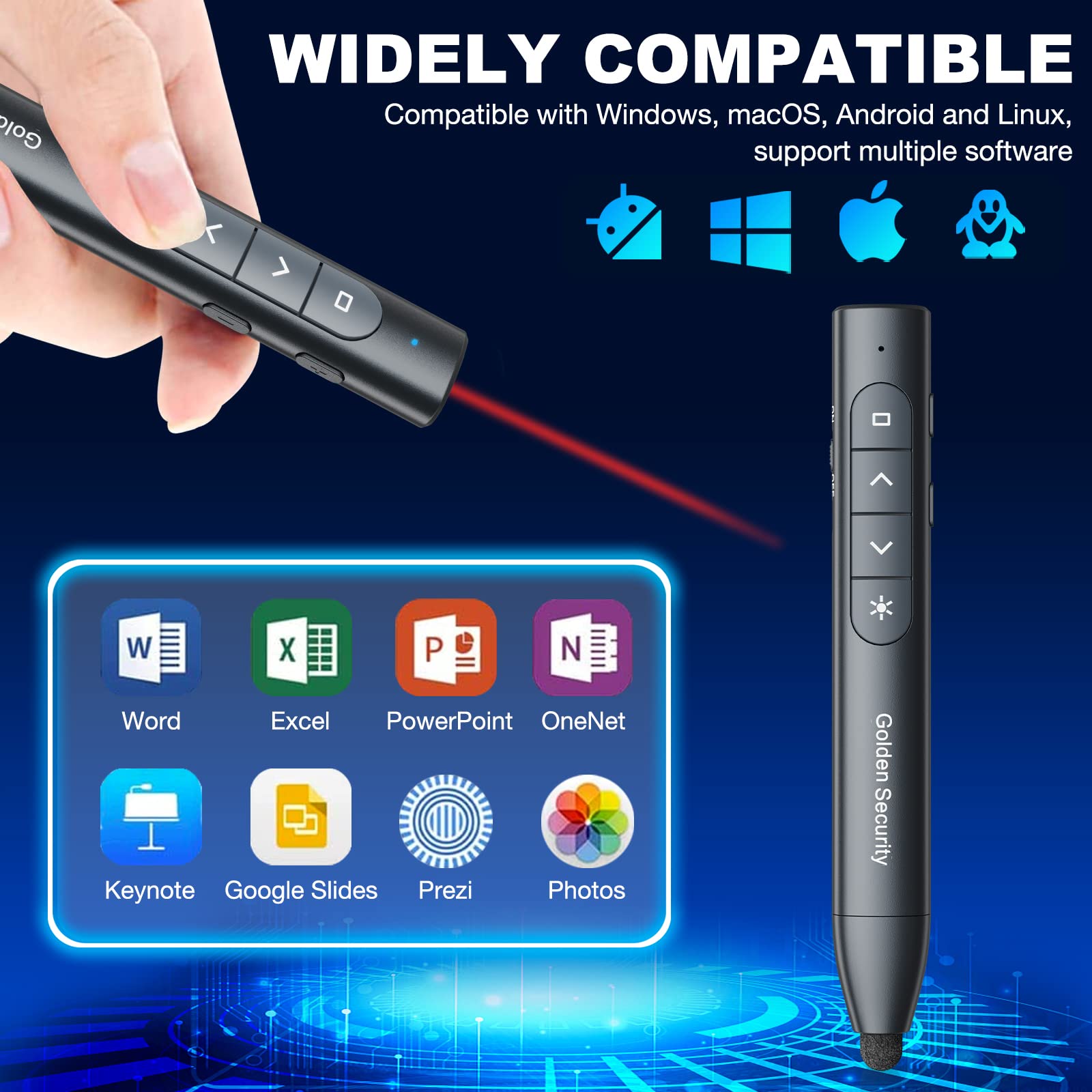 Puntatore Presentatore Wireless Presenter Telecomando Presentazioni Powerpoint Senza Fili, 2.4GHz Telecomando Computer Slide PC Pointer per Presentazione, Insegnamento, Ufficio, Conferenze, ecc