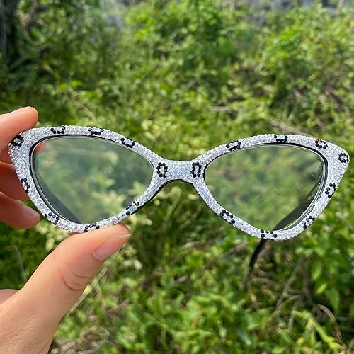 Miniatura 3 de mincl Gafas de lectura con diamantes de imitación de ojo de gato para mujer, marcos de gafas brillantes, lector de diamantes brillantes de moda para