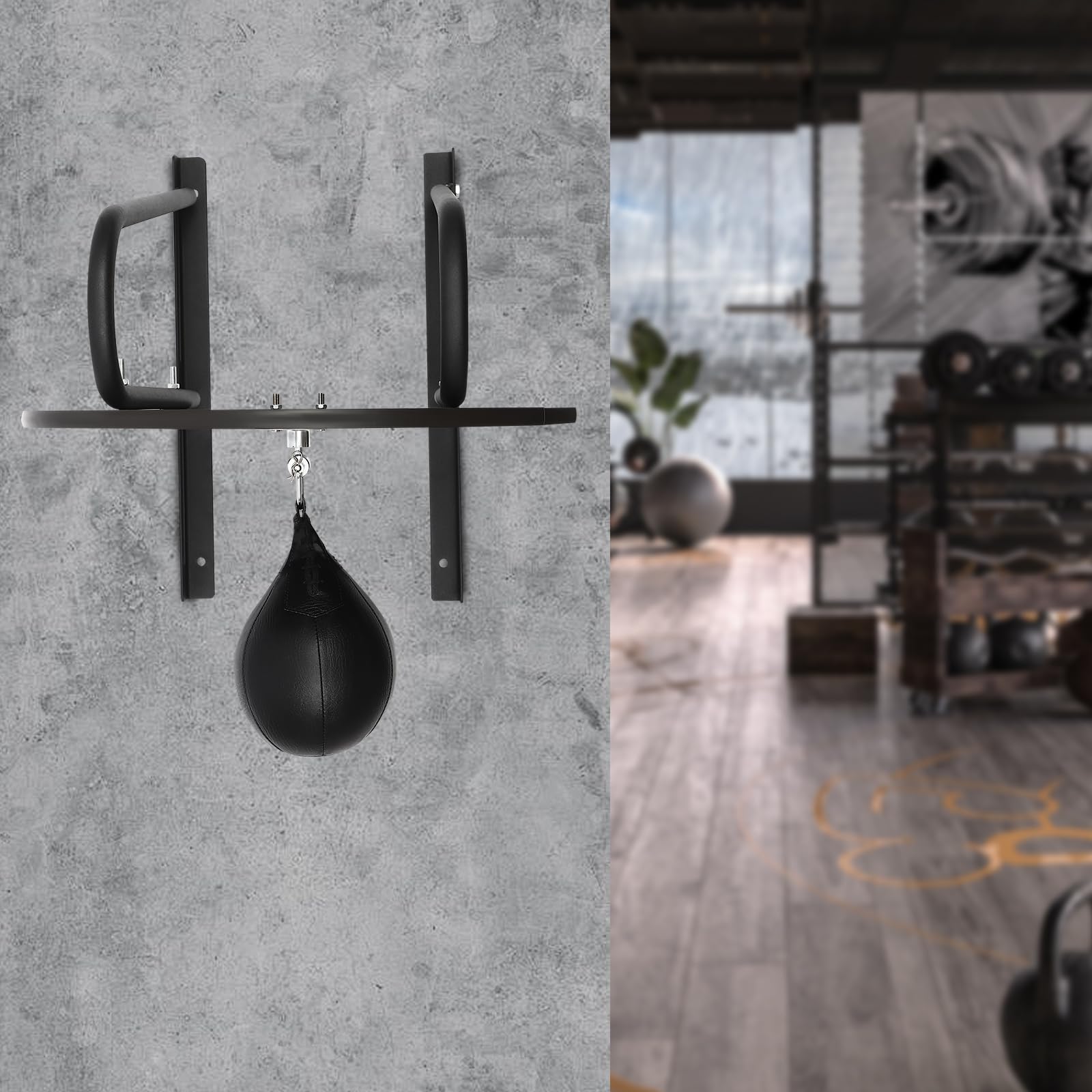 Profesjonalny zestaw treningowy, zestaw treningowy, worek bokserski do montażu na ścianie, kompletny pakiet, regulowana rama fitness, do kickboxingu MMA, 60 x 60 cm