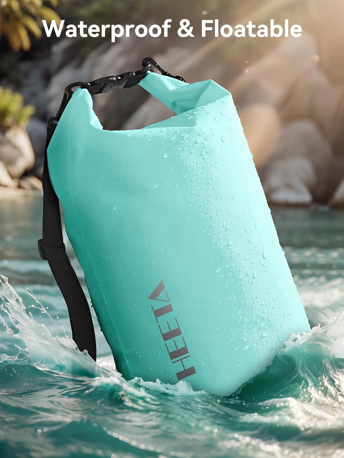HEETA Waterproof Dry Bag for Women Men(Upgraded Version) 5L/10L/20L/30L/40L Roll Top Lightweight Dry Storage Bag Backpack with Emergency Whistle for Travel, Swimming, Boating, Kayaking, Camping, Beach - Image 3
