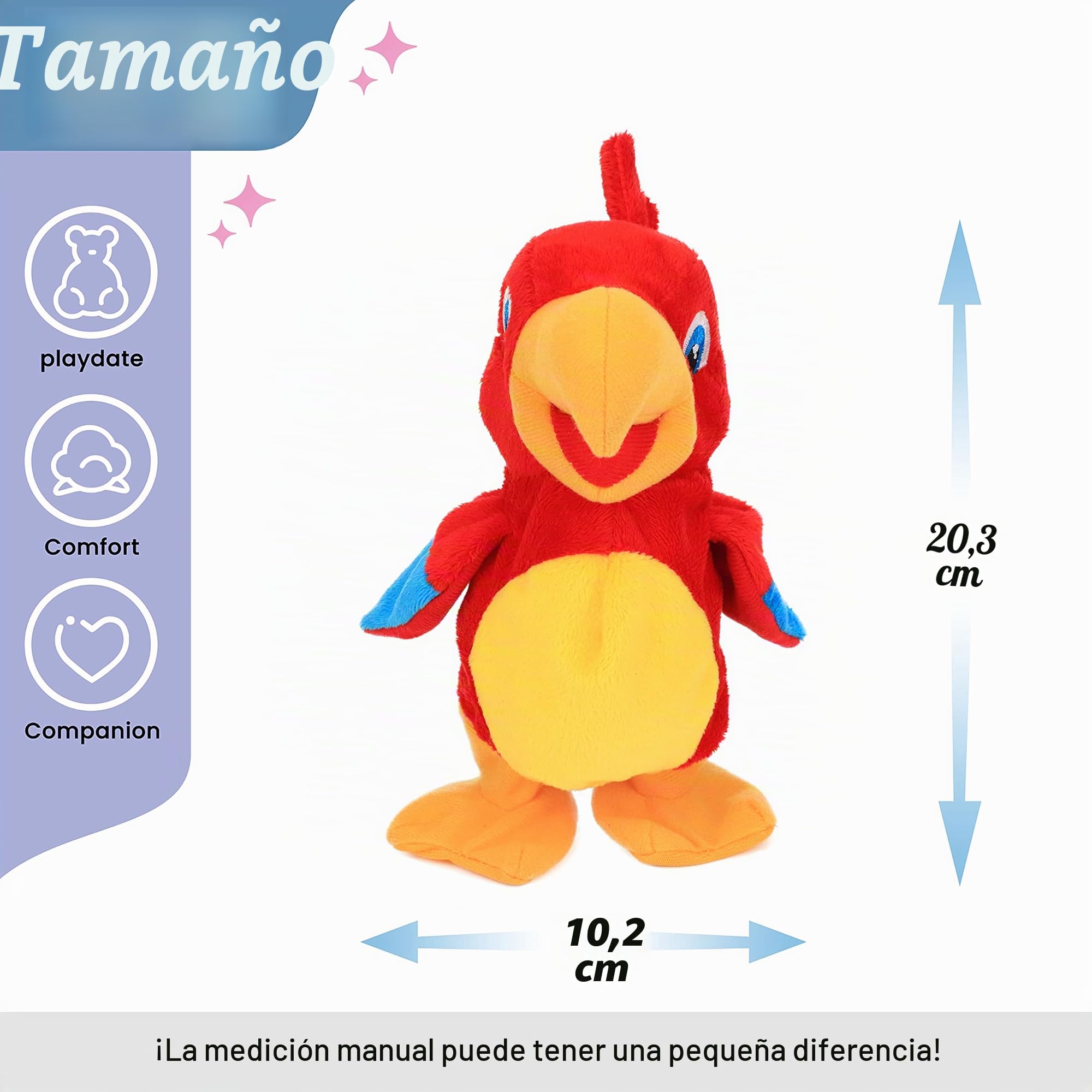 Hopearl loro parlante repite lo dicho constantemente, juguete eléctrico interactivo animado, juguete de peluche parlante, fiesta de cumpleaños para niños pequeños, 20 cm