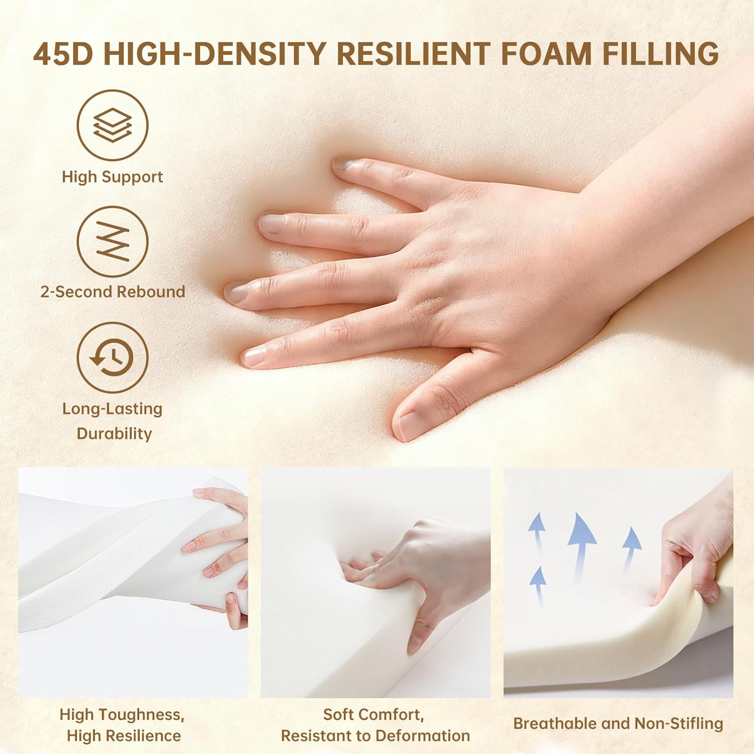 Headboard Bed Gap Filler, High Density Foam Mattress Extender Pillow, Removable, White, 54"x2"x6"