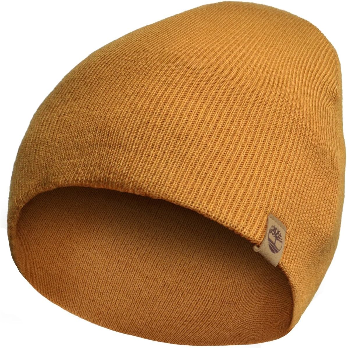 Timberland Men’s Ribbed Pull-On No Cuff Beanie - Soft Rib Knit Winter Hat, Stretch Fit, Warm Classic Look, Suede Logo Clip