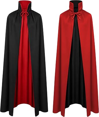 Vampire Stand-Up Collar Cloak Witch Masquerade Cape Halloween Costumes | Unisex Reversible Cloak | Double Layer | Lightweight Breathable | Easy to Wear | Cosplay Fancy Dress Party | Halloween Photos