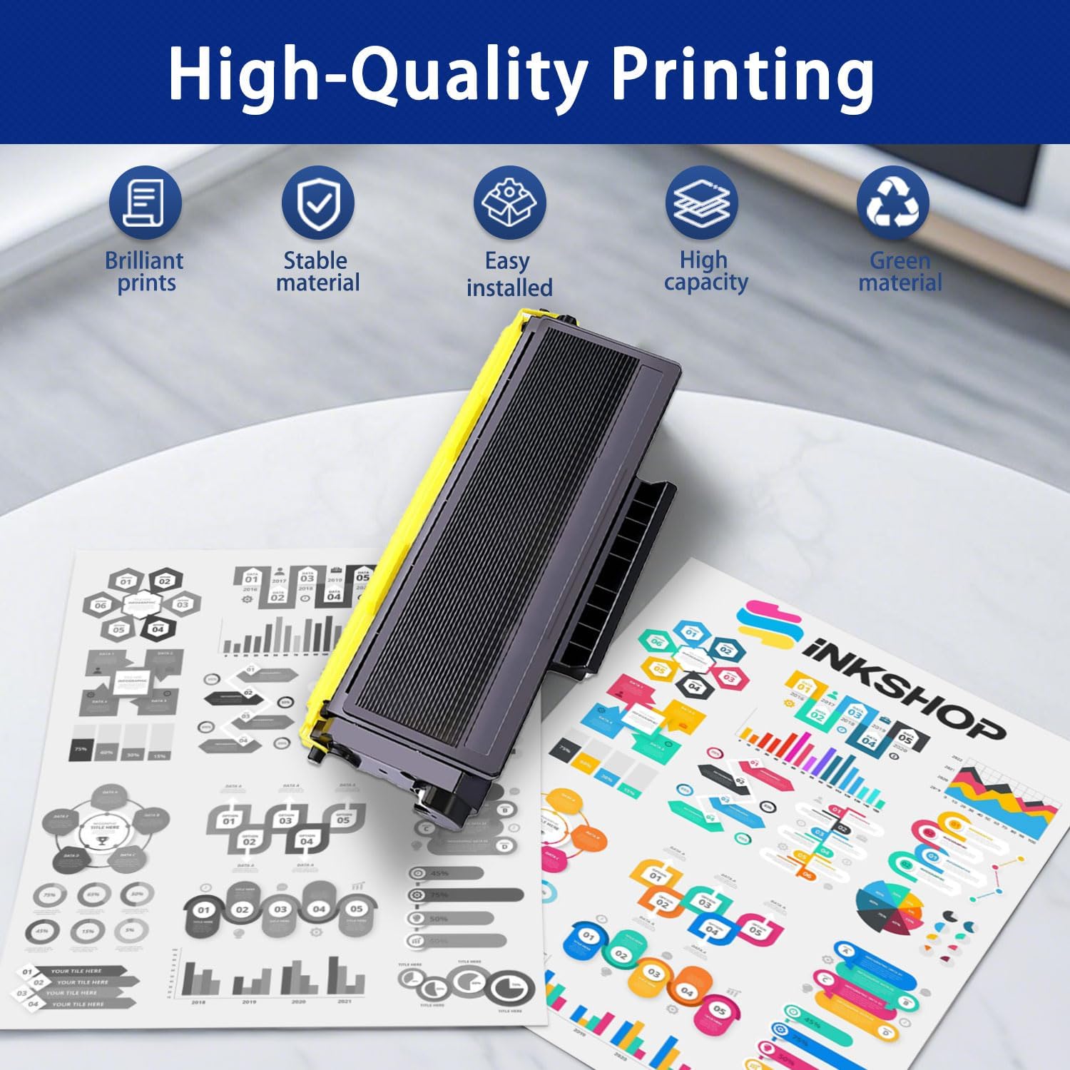TN620 Compatible TN-620 Black High Yield Toner Cartridge Replacement for Brother TN-620 HL-5240 HL-5250DN MFC-8370 MFC-8460N DCP-8060 Toner (2 Pack)