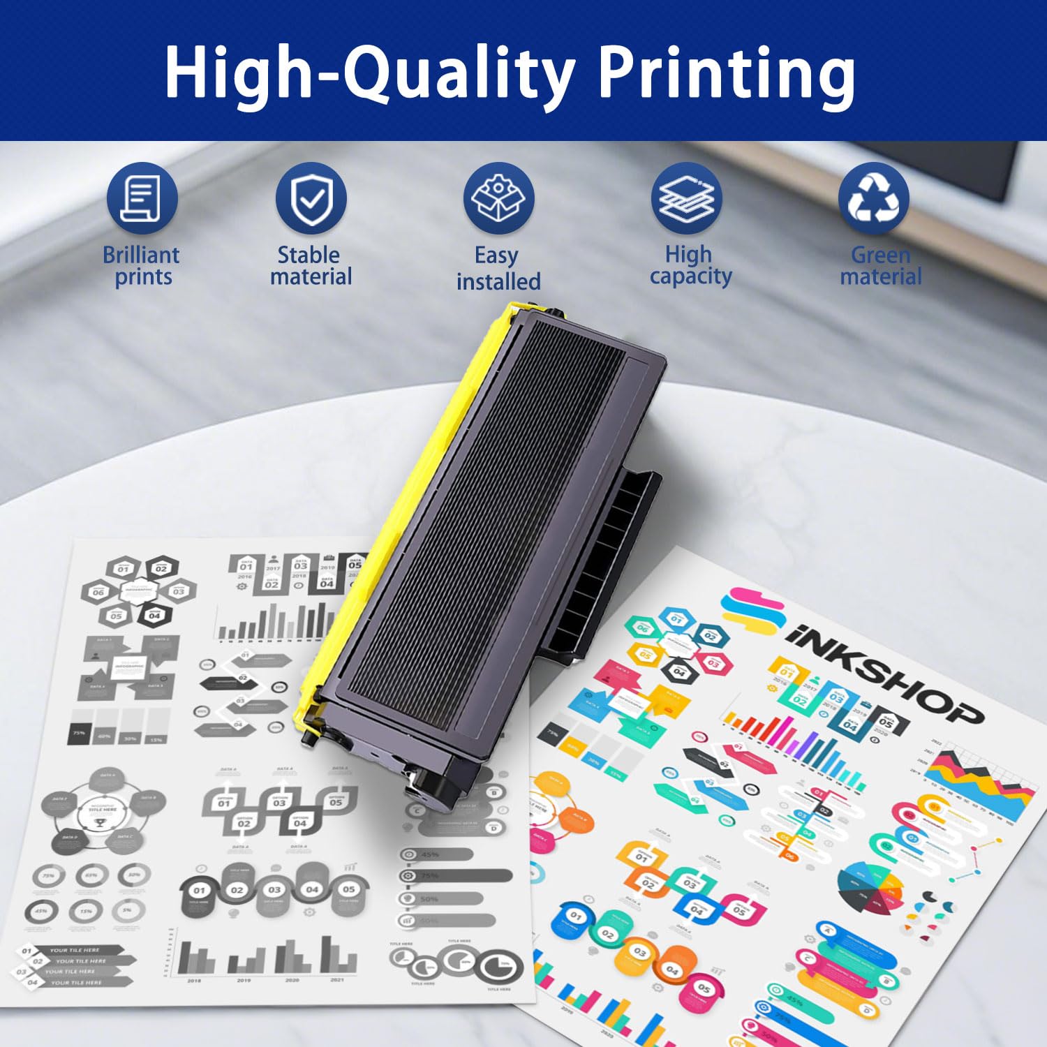 TN620 Black Toner Cartridge Compatible With Brother Printers - 3,500 Page Yield Replacement Toner