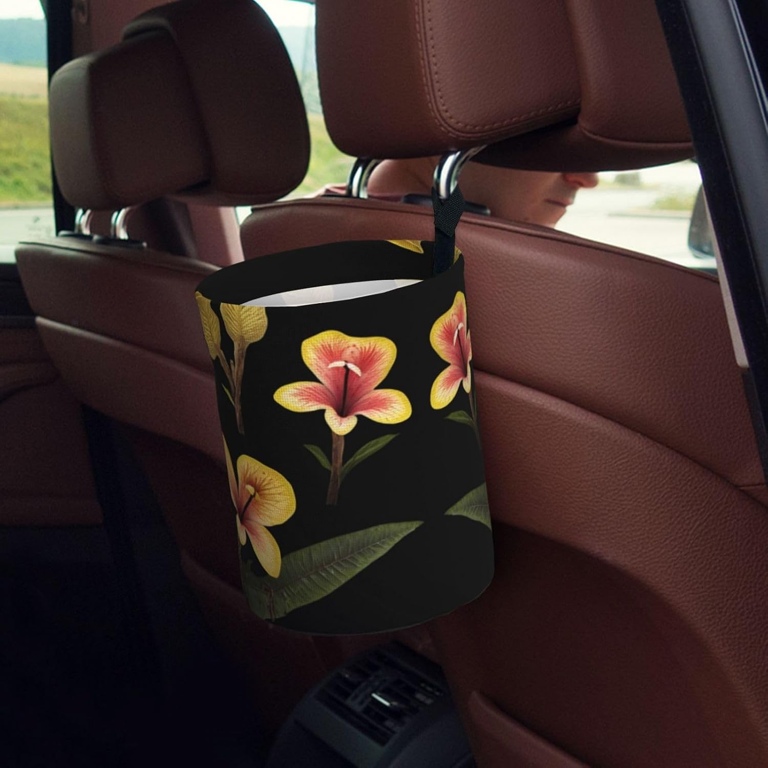 Strange Flowers Hanging car Trash can, Practical and Convenient, Suitable for Multiple car Models, Providing Ideal Storage Space image 5