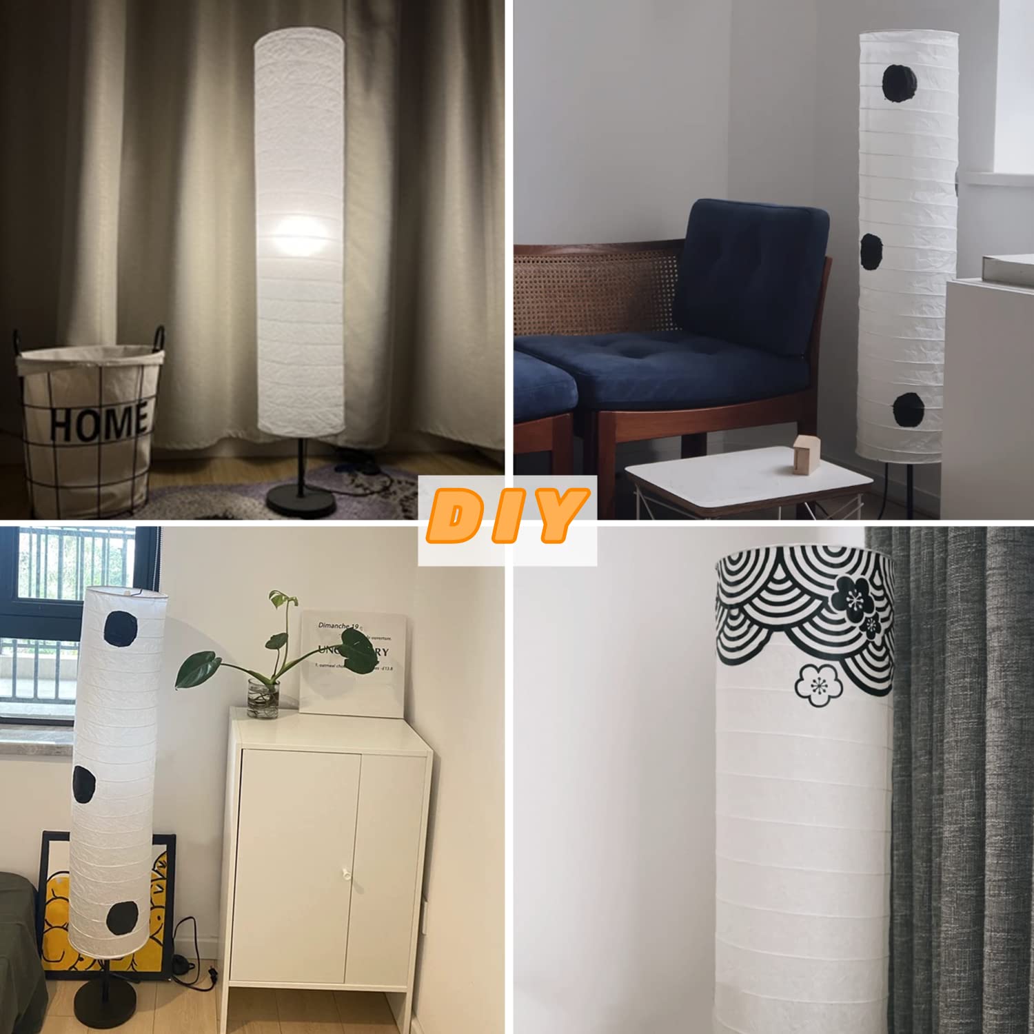Lampenschirm Aus Reispapier Für Stehlampe – 120 Cm Lang, Weiß, Minimalistisch