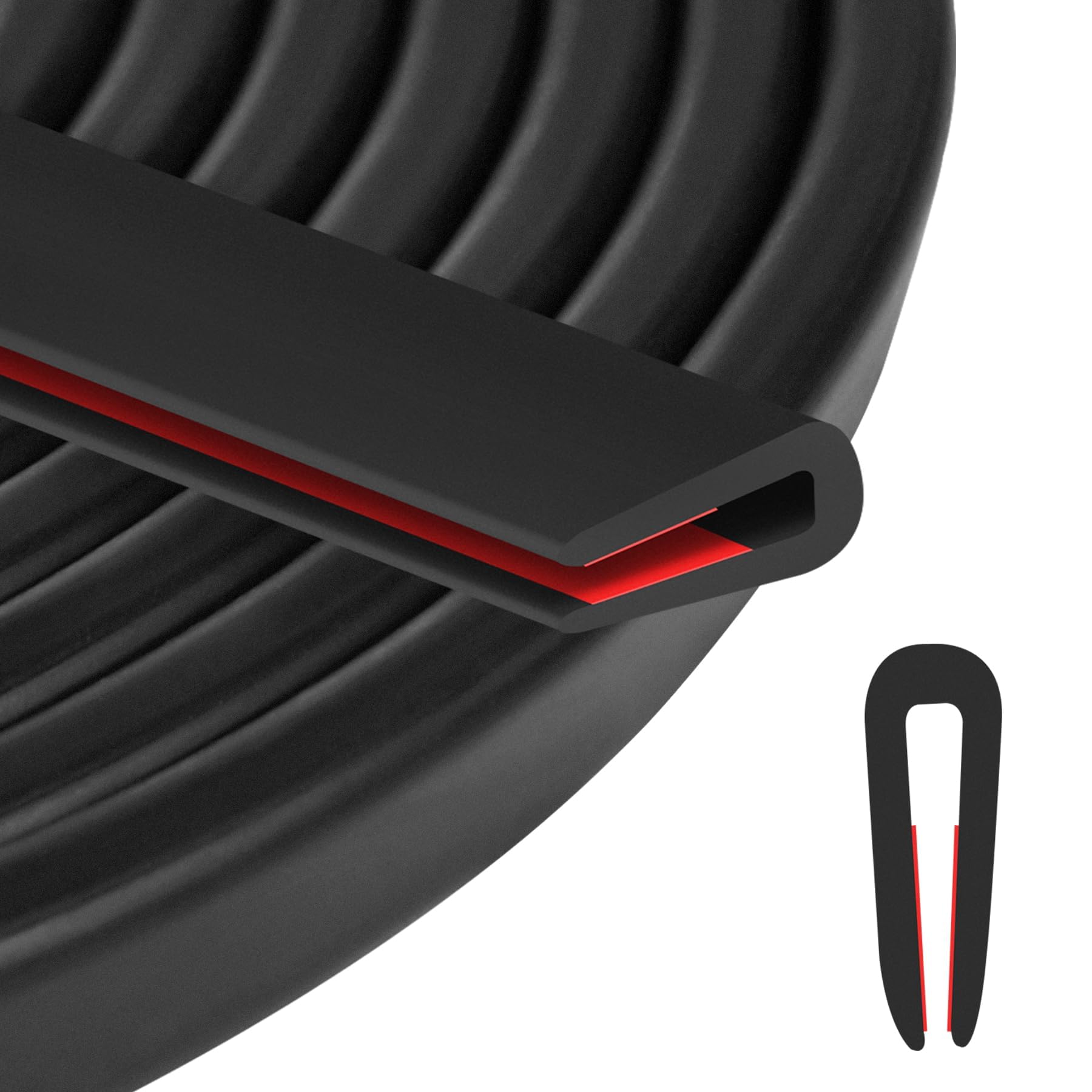 Langthering Rubber Edge Trim U Channel, Self Adhesive Sheet Metal Edge Guard Protector, EPDM Seal Strip for Car Doors, Steel Plates, Glass, Hatches, Table Corners, Fit 1/12"(2mm), 10Ft/3m