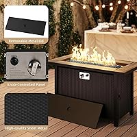 Vista 5 de Mesa para fogata de propano de 45 pulgadas, 50,000 BTU para exteriores para patio y patio trasero, mesa de comedor 2 en 1 con protector de viento