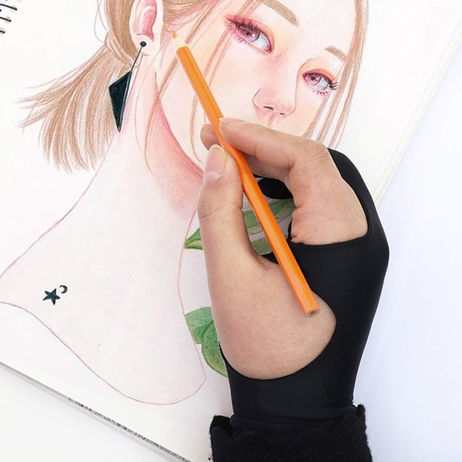 TOPINCN 2 Guanti per Pittura con le Dita Guanti Antimacchia Stencil Inchiostro Schizzo Scrittura Schermo Elettronico Anti Tocco Errato Fouling Sudore Sporco (XS)