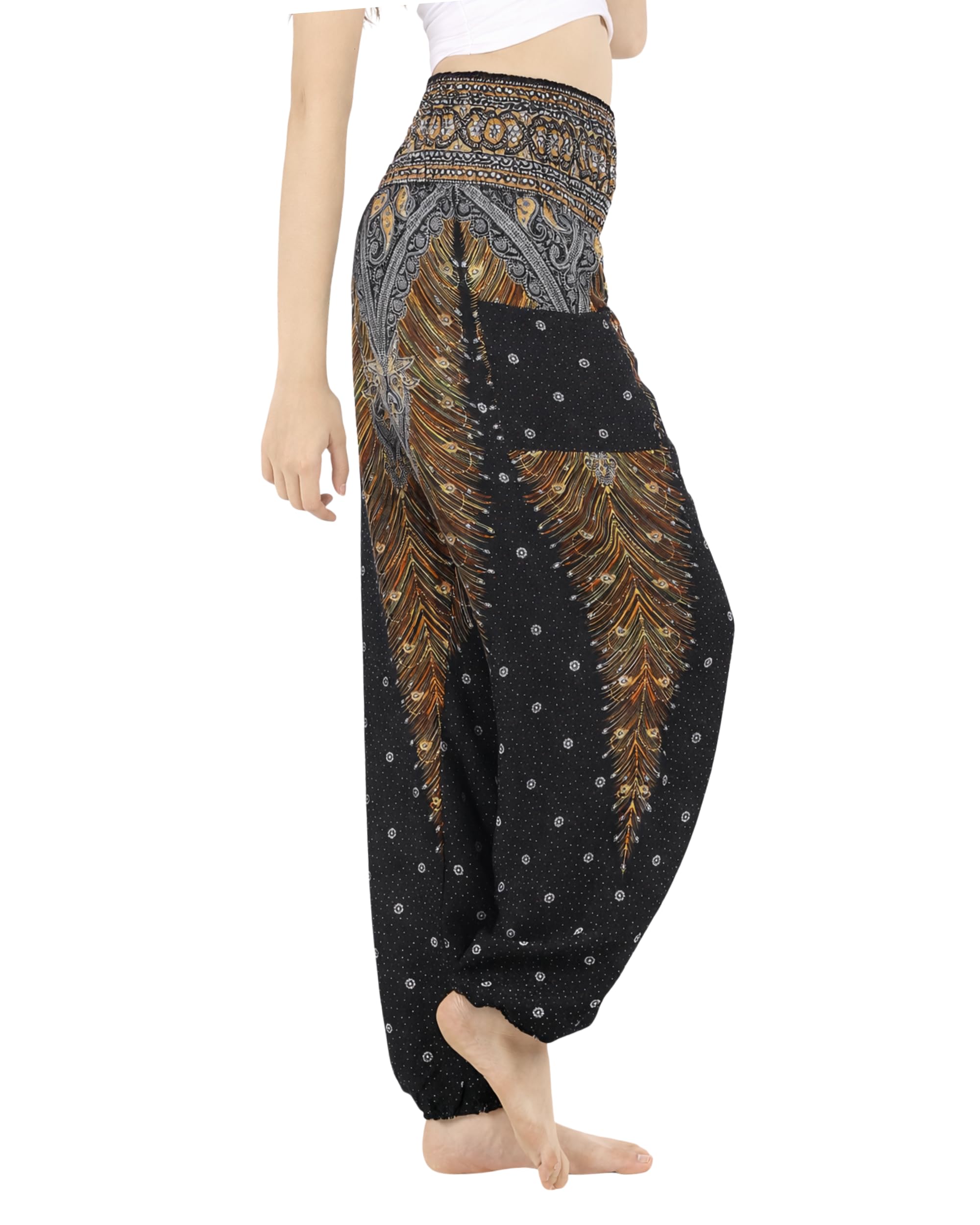 Boho Pants 2-Pocket Flowy Harem Pants Women for Yoga Travel Hippie Clothes