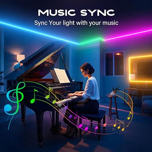 Miniatura 5 de CHARKEE - Tira de luces LED de 25 pies con alimentación USB, tira de luces LED RGB que cambian de color para dormitorioretroiluminación de