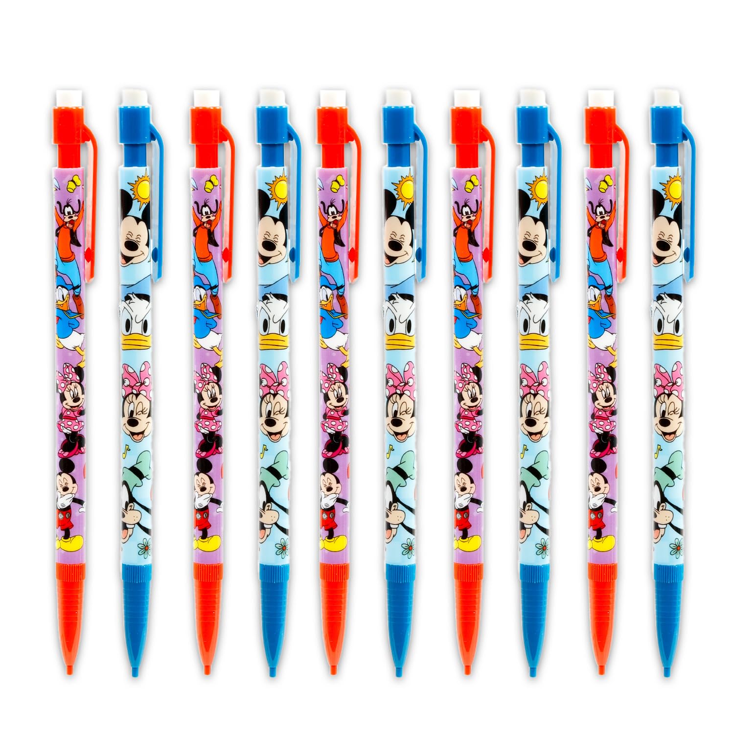 Mickey und Minnie, Druckbleistifte und Radiergummis, Partyzubehör, Großpackung, 20 Bleistifte und 8 Radiergummis für Geschenktüten, Geschenktüten, Klassenzimmerpreise und mehr, Disney Partyzubehör für | Mickey-Bleistift-Set mit 20 Bleistiften, 8 Radiergum