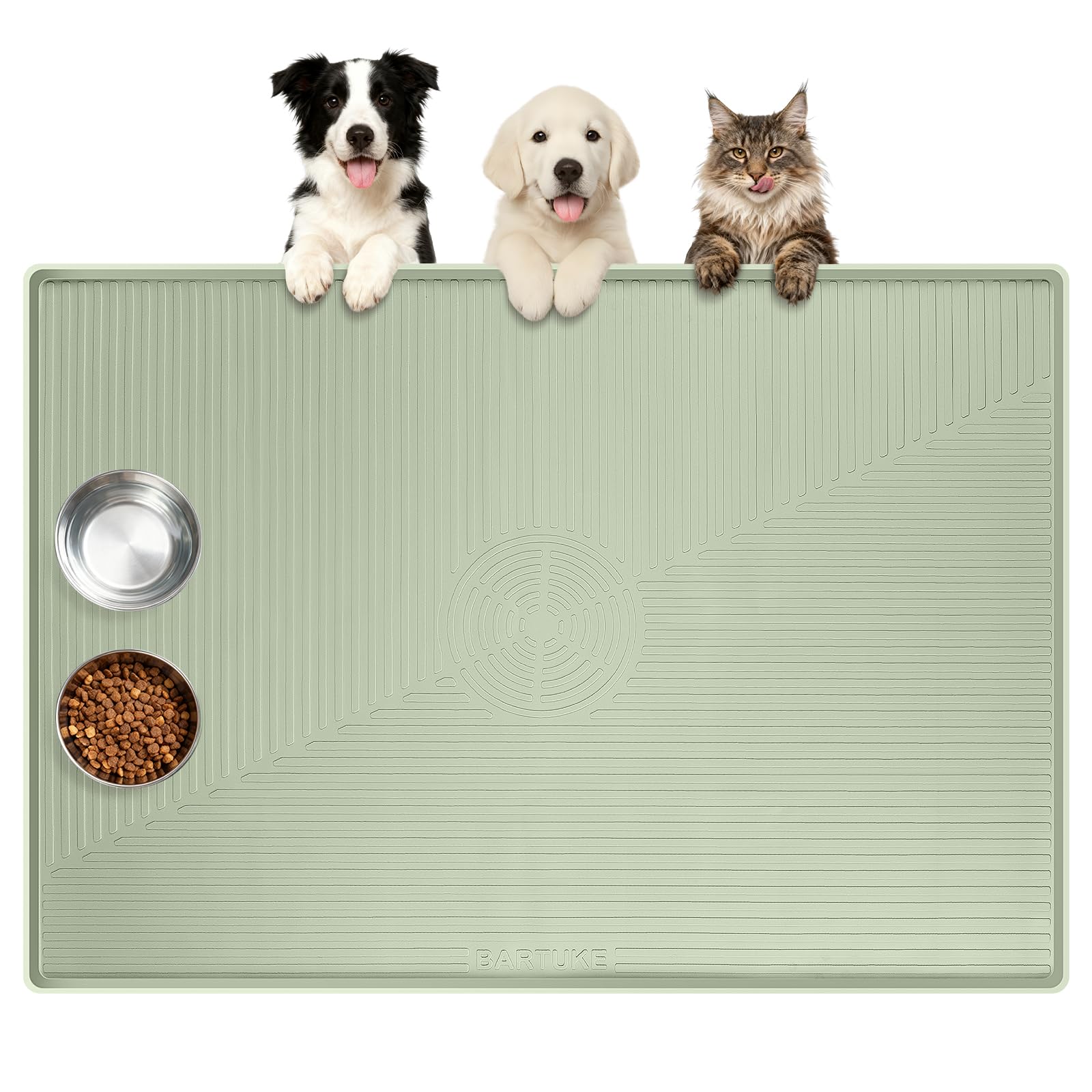 Kalolary Waterproof Silicone Dog Feeding Mat with Raised Edges