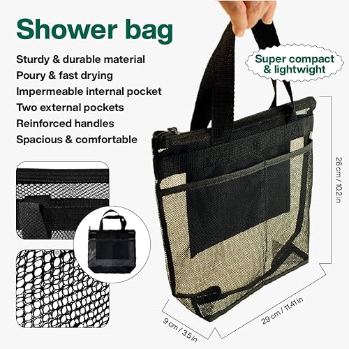 Miniatura 3 de Juego Toallas de ducha y bolsa de ducha para clases de natación, toalla de microfibra de secado rápido es perfecta para dormitorios, piscina y uso