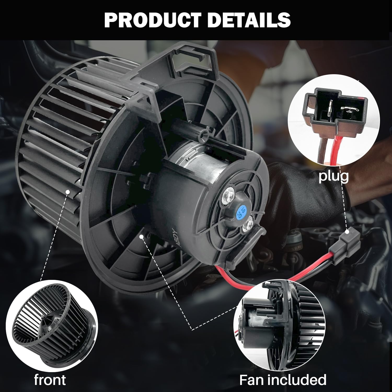 700225 AC Heater Blower Motor Fan Assembly Fit for Ford Expedition 2007-2008, for Lincoln Navigator 2007-2008 7L1Z19805D, FO3126131
