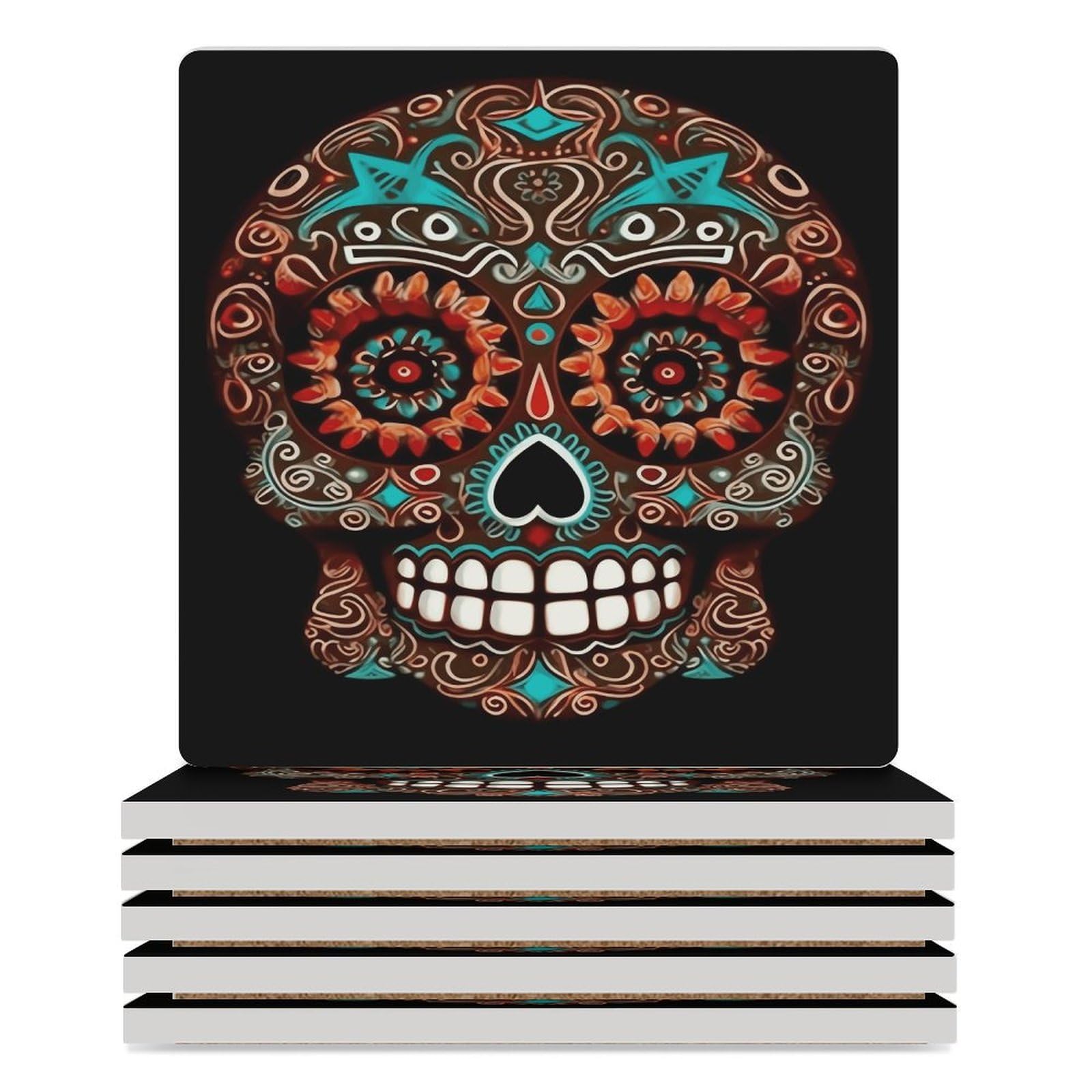 Dessous de verre céramique Sugar Skulls : le cadeau de pendaison de crémaillère idéal