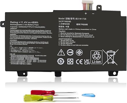 B31N1726 11.4V 48Wh Laptop Battery for ASUS TUF Gaming FX504 FX504G FX504GD FX504GE FX504GM FX505 FX505DT FX505DV FX505DU FX505DY FX505GT FX505GE FX505GD FX505GM FX80 FX80G FX80GD FX80GE FX80GM FX86